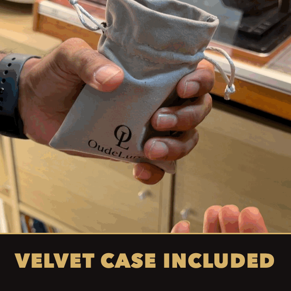 Six oud oil rollerballs poured from the OudeLure velvet case